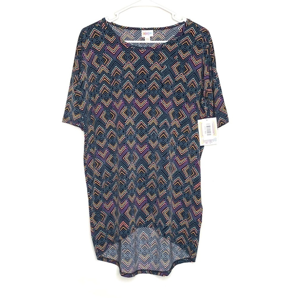LuLaRoe | Chevron Irma Tunic Top | Color:
Green/Orange/Purple NWT
